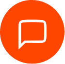 Oranje chat icoon.